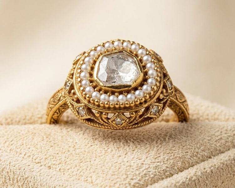 Noor Pearl & Polki Cocktail Ring