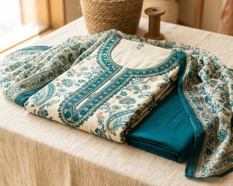 Teal Floral Printed Lawn Unstitched 3-Piece
