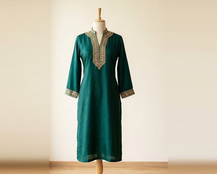 Zari Embroidered Teal Festive Kameez